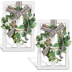 PRICES MAY VARY. Reliable to Decorate: this window wall decor is made of wood, strong and hard to break or deform, you can confidently hang it on the wall, the artificial green leaf wreath is made of plastic and ribbon, not easy to fade or tear, can decorate your wall for a long time Decorate As You Like: there are serrated hooks at the back of the wooden window decor for easy installation; The wood farmhouse wall decor with wreaths can be hung in your living room, dining room, bedroom, kitchen, Rustic Farmhouse Decor Living Room, Farmhouse Bedroom Wall Decor, Wood Window Frame, Bow Wood, Wooden Window Frames, Window Wall Decor, Wood Window, Wall Decor Wood, Wood Wreath