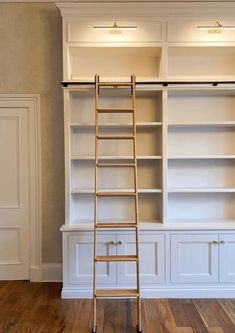 Get inspired for your project by checking out our gallery full of pictures of rolling ladders and hook-over ladders used in situ by our customersThe Quiet Glide ladders can be used as kitchen laddersbookcase ladderslibrary laddersstorage ladders and much more. Built In Bookshelves Ladder, Office Built Ins With Ladder, Built In Bookcase With Ladder Library Wall, Built In Bookshelf With Ladder, Wall Bookshelf With Ladder, Ladder Bookshelf Bar, High Ceiling Library Bookshelves, Home Library With Ladder Aesthetic, Library Room Ladder