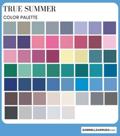 True Summer Hair, True Summer Colour Palette, Summer Seasonal Color Analysis, True Summer Outfits, True Summer Colors, True Summer Makeup, Cool Summer Colors, True Summer Palette, Summer Pallet