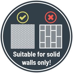 a sign that says suitable for solid walls only