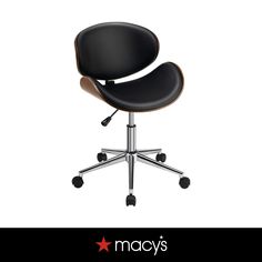 a black office chair with wheels on it