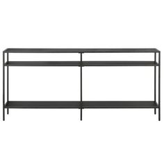 a black shelf with two shelves on each side and one shelf below the shelf is empty