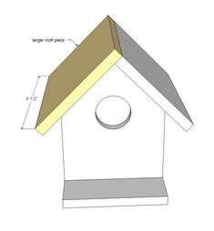 a bird house with measurements for the roof