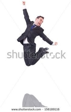 a business man jumping in the air