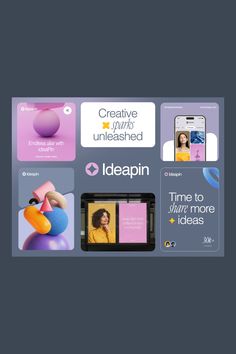 an advertisement for the ideapiin website with images and text on it's side