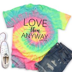 Love them anyway Christian tie dye shirt Available in unisex kids size XS -  adult 3XL Please be sure to view the size chart. You can find the size chart by scrolling through the photos in the listing. 5.3 oz., 100% heavyweight cotton Pre-shrunk **Washing instructions for t-shirts. Shirts should be washed inside out in regular plain detergent or hand washed in plain dish soap. Do not bleach or presoak. Do not use baby soaps or free or clear type soaps as most are very harsh on clothing and can c Love Them Anyway, Love Like Jesus, Baby Soap, Christian Shirt, Tie Dye Shirt, Dye Shirt, Positive Messages, Have Faith, Jesus Is