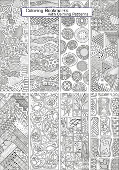 coloring bookmarks with different patterns and designs for adults to color on the page,