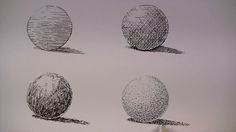 four different types of balls are shown in this drawing