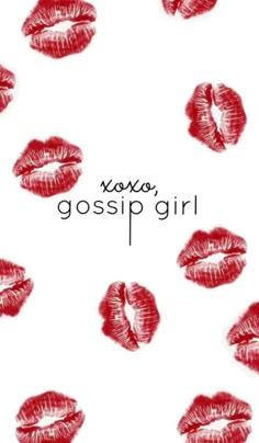 red lipsticks with the words gossp girl written on them in black and white