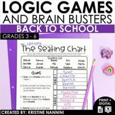 Math Logic Puzzles | Early Finishers Activities Enrichment Digital Resources Logic Puzzles Brain Teasers, Early Finisher Activities, Brain Busters, Math Logic Puzzles, Geometry Activities, Teacher Problems, Early Finishers Activities, Logic Games, Reasoning Skills