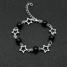 ✈️ Free shipping Worldwide Delivery & Returns ✈️ FREE FAST SHIPPING We offer free fast shipping + we ship internationally Delivery time: 7-14 business days 💚EASY RETURNS You can return your item for a refund within 30 days from the date the package was delivered to you. A Star, Black Beads Bracelet, Y2k Acrylic, Bracelet Y2k, Bracelet Inspiration, Jewelry Accessories Ideas, Five Pointed Star, Black Accessories, Star Bracelet