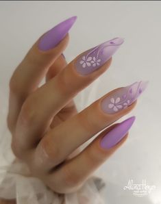 Purple Design Nails, Ombre Nail Ideas, Nail Polish Ideas, Purple Ombre Nails, Holloween Nails, Cute Nail Polish, Long Nail Art, Ombre Nail, Gel Acrylic Nails