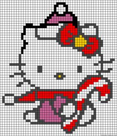 a hello kitty cross stitch pattern on a white background