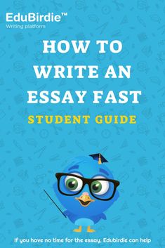 a blue bird with glasses on it's head and the words how to write an easy