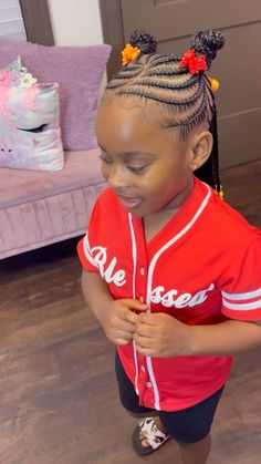 Baby Girl Hairstyles Black Braid Styles, Braided Ponytail Kids, Three Ponytail Braids For Kids, 2 Braided Ponytails For Kids, Kids Cornrow Hairstyles Simple, Kids Barbie Ponytail, Braided Ponytail With Bangs For Kids, Toddler Braid Styles