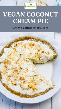 This is Vegan Coconut Cream Pie by healthier steps Dairy Free Coconut Cream Pie, Vegan Coconut Cream Pie, Pie Coconut Cream, Vegan Coconut Cream, Coconut Pie Crust, Pie Coconut, Coconut Cream Pie Easy, Coconut Bread Recipe, Vegan Pies