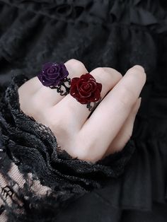 The price is for a ring only, others are not included. Alice Clothes, Steampunk Fashion Female, Vampire Stuff, Rose Accessories, Dnd Oc, Red Gothic, Gothic Rose, Black Velvet Choker, Gothic Earrings