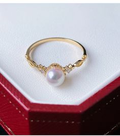 Vintage Style Japanese Akoya Pearl and Diamond Ring, Ivory Pinkish Color Pearls, Akoya Fine Pearl Solitaire Ring, Dainty Everyday Gold Rings ✦PRODUCT DETAILS✦ → Main stone: Akoya Pearl 5-5.5mm → Side stone: Diamond 0.02ct ✦SPECIFICATIONS✦ MOISSANITE ✓ COLOR: D ✓ CLARITY: VVS1 ✓ CUT: EXCELLENT OR DIAMOND ✓ COLOR: F-G ✓ CLARITY: SI1-VS ABOUT US ♥ Our designer and craftsmen work to create and deliver the most refined pieces of jewelry to you. We carefully handpicked and sourced each gemstone to ens Luxury Pearl White Pearl Ring For Wedding, Elegant Pearl White Promise Ring, Pearl White Wedding Rings With Diamond Accents, White 14k Gold Wedding Jewelry, Luxury White Pearl Open Ring, White Pearl And Diamond Open Ring, Classic White Rings With Elegant Design, Exquisite White Pearl Ring For Anniversary, White Diamond Pearl Ring