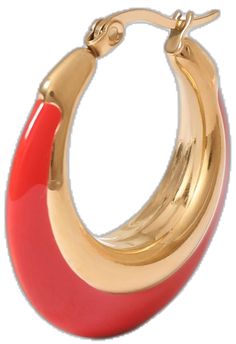 Trendy Round Enamel Hoop Earrings, Trendy Gold Enamel Hoop Earrings, Gold Enamel Hoop Jewelry, Red Enamel Hoop Earrings For Gifts, Red Enamel Trendy Earrings, Gold Enamel Hoop Earrings, Gold Enamel Hoop Earring (sold Individually), Chunky Hoop Earrings, Birthday Gifts For Girlfriend