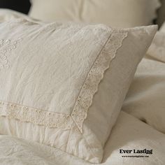 French Linen Cotton Embroidered Floral Bedding Set / White | Best Stylish Bedding | Ever Lasting