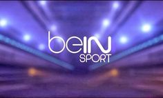 the ben sport logo is lit up in blue and purple lights with spotlights behind it