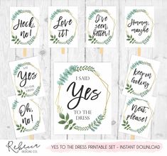 the printable set includes six different sayings