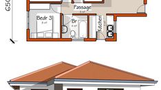 the floor plan and elevation view of a house