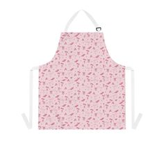 an apron with pink flowers on it