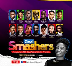 an ad for the gol smashers featuring five black men in different colors and styles