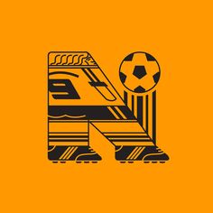 an image of a soccer goal and ball on yellow background with black font that says football