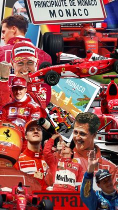 a collage of the famous ferrari drivers