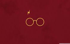 harry potter's glasses with a lightning bolt in the center on a red background