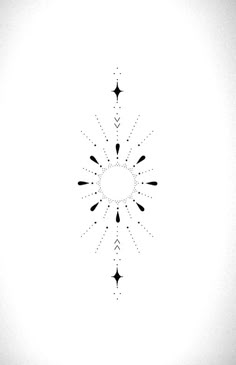 a black and white photo of a starburst with dots in the shape of a circle