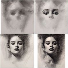 four different images of a woman's face