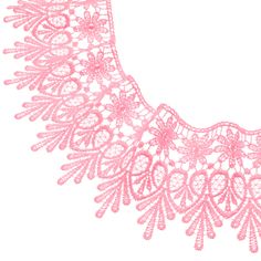 a pink lace necklace on a white background