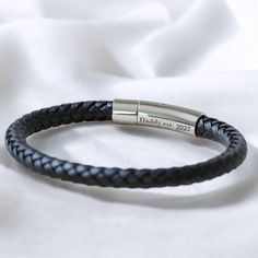 Personalized Leather Bracelet for Him - Custom Engraved Gift Looking for the perfect gift for the special man in your life? This Men's Personalized Woven Leather Bracelet is a timeless keepsake that blends style and sentiment. Whether for your dad, husband, boyfriend, or best friend, this bracelet is a meaningful way to show your love and appreciation. Why Choose This Bracelet? Crafted from genuine leather and durable stainless steel, this bracelet is designed for everyday wear while holding a d Engraved Leather Bracelets, Bracelet Message, Personalized Leather Bracelet, Message Bracelet, Hidden Message, Custom Bracelet, Personalized Bracelet, Personalised Gifts For Him, Bracelet Leather