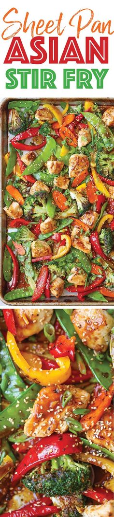 Sheet Pan Asian Stir Fry - Everyone's favorite classic stir fry made on a sheet pan! No fancy wok/skillet needed here. Only one pan for clean-up. YESSSSS! Sheet Pan Asian, Asian Stir Fry, Snow Peas, Pan Recipes, Sheet Pan Dinners, Sheet Pan Recipes, One Pan, Asian Dishes