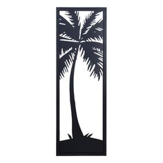 a black and white palm tree cutout