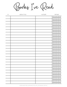 #Books_To_Read_List_Template #Diy_Book_Review_Journal #Free_Printable_Book_Tracker #Books_Ive_Read_This_Year_Template Books To Read List Printable, Books I've Read Template, Diy Book Review Journal, Book Tracking Template, Reading Book Log, Book Checklist Template, Printable Lists Free, Books Ive Read This Year Template