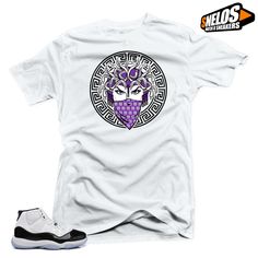 Shirt to Match Jordan 11 Concord-Medusa 45 White Tee #SNELOS #PersonalizedTee Jordan Retro 12, Jordan 8, Air Jordan 3, Jordan 3