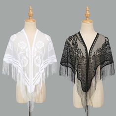 Women Lace Scarf Tassel Headscarf Triangle Scarf Hollow Out Tassel Shawls Soft Scarves Spring Summer Bohemian Chikankari Scarves Shawl, White Bohemian Shawl With Fringe, White Bohemian Scarf One Size, Lace Tassel, Elegant Lace Trim Shawl Scarf, Spanish Mantilla, White Bohemian One-size Shawl, Veil Floral, Catholic Veil