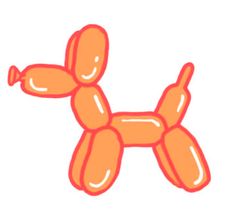 an orange balloon dog on a white background