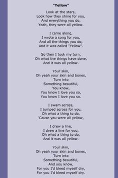 a poem written in black and white on a purple background with the words yellow above it