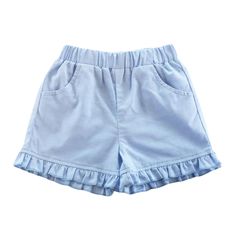 Girls Ruffle Hems Shorts, Elastic Waist. With Pockets. 100% Cotton Hair Clip Holder, Toddler Girl Shorts, Short Girls, Ruffle Hem, Cotton Shorts, Kids Wear, Toddler Outfits, Outerwear Jackets, Baby Fashion