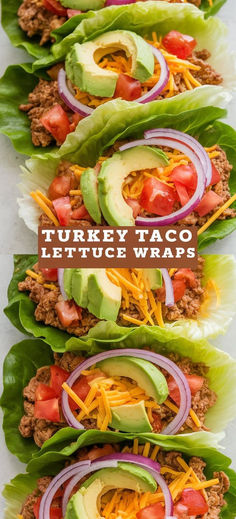 Turkey Taco Lettuce Wraps: a healthy, low-carb twist on tacos! Ground turkey, seasoned to perfection, wrapped in crisp lettuce leaves for a fresh and flavorful meal that’s both satisfying and light. Lettuce Wraps With Ground Turkey, Low Cholesterol Tacos, Lettuce Wrap Burger Healthy, Ground Turkey Whole 30 Recipes, Ground Turkey Paleo Recipes, Healthy Taco Tuesday Recipes, Low Carb Ground Turkey Recipes For Dinner, Easy Healthy Ground Turkey Recipes, Lettuce Wraps Ground Turkey