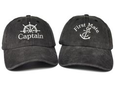 PRICES MAY VARY. 【Find Your Style】: He/She’s your Captain… She/He’s your First Mate! The sea is hard to navigate without a Captain to lead the way! First Mate is the most important right-hand man for a Captain and a most trusted friend who always has their back. Wear this adorable dad hat set to emblazon your partnership! What a unique way to celebrate a trusted friend, his/her, your family and couples. 【Set of Two Caps】: Set includes 2 dad hats. Features Captain and Ship Steering Wheel are embr Ship Steering Wheel, Fishing Cap, Mini Hats, Gift For Anniversary, Sailor Hat, Sun Cap, Black Baseball Cap, Friends Mom, Lead The Way