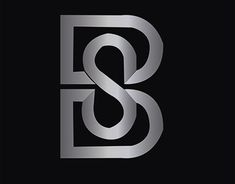 the letter b is made up of silver and black metal letters on a black background