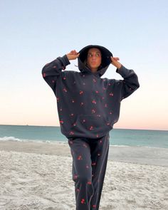 Mon Cheri Hoodie Mon Cheri Set, Sweatpants Fit, Navy Sweatpants, Hoodie Fabric, Wardrobe Wishlist, Sweat Set, Hoodie Fits, Mon Cheri, Cherry Print