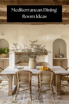 A dining room designed to maximize natural light, featuring sheer curtains and reflective surfaces that amplify the bright and airy atmosphere2 Modern Mediterranean Dining Room, Spanish Dining Room, Alfresco Living, Dining Room Decor Ideas, Mediterranean Interior Design