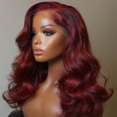 Fairwell Hairstyles, Lace Hairstyle, Red Hair Wig, Burgandy Hair, Layered Wigs, Lux Hair, Best Human Hair Wigs, Wig Wavy